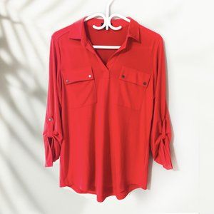 Jones New York Signature Long Sleeve Red Shirt